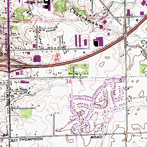 Topographic Map of Indianapolis Business College, IN