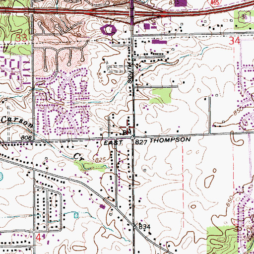 Topographic Map of Emerson Shoppes Shopping Center, IN