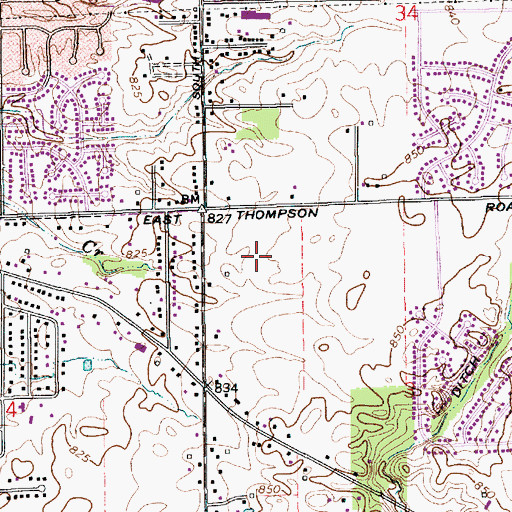 Topographic Map of Emerson Plaza Shopping Center, IN