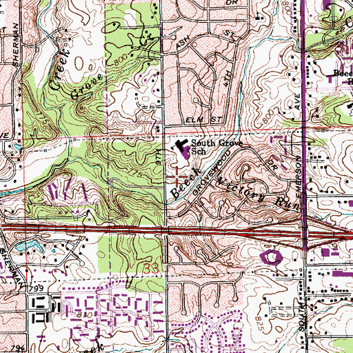 Topographic Map of South Grove Park, IN