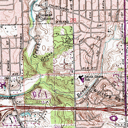 Topographic Map of Hartman Park, IN