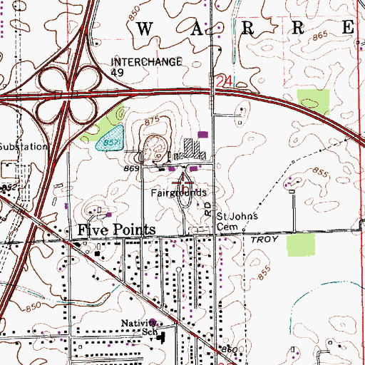 Topographic Map of Marion County Fairgrounds, IN