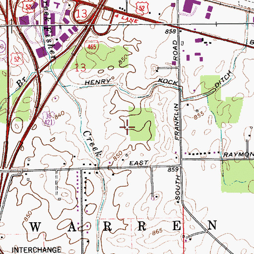 Topographic Map of Willow Lakes, IN