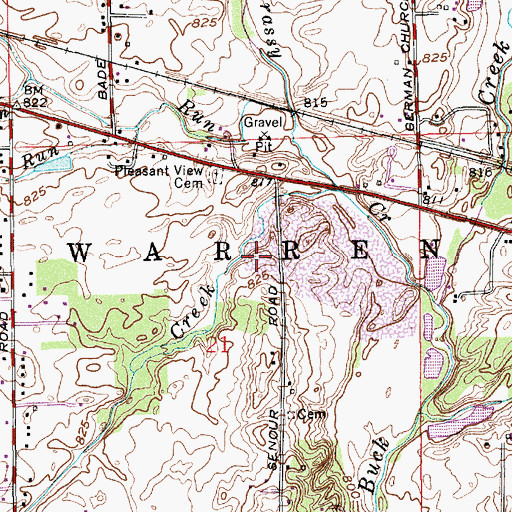 Topographic Map of Whispering Hills Golf Course, IN