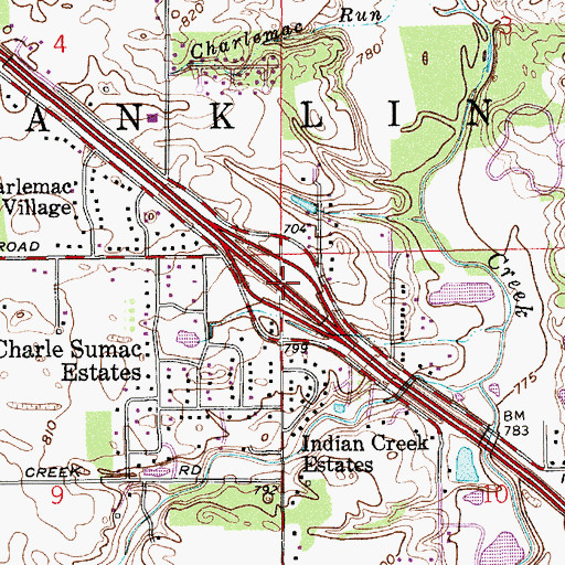 Topographic Map of Exit 99, IN