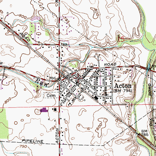Topographic Map of Acton Post Office, IN