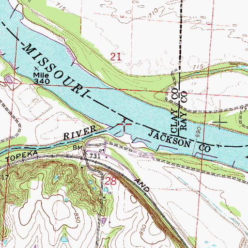 Topographic Map of Little Blue Bend, MO