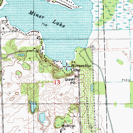 Topographic Map of Horseshoe Cove, MI