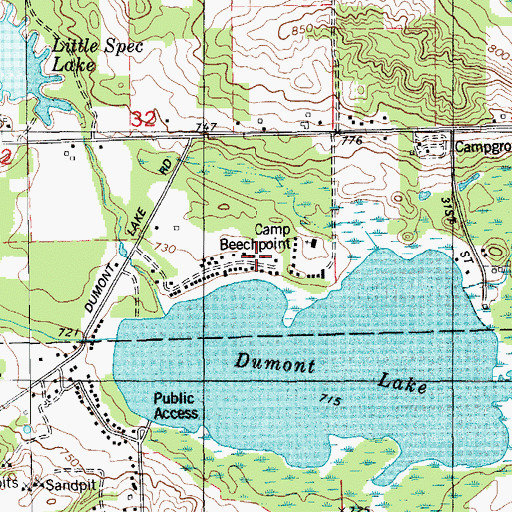 Topographic Map of Camp Beechpoint, MI