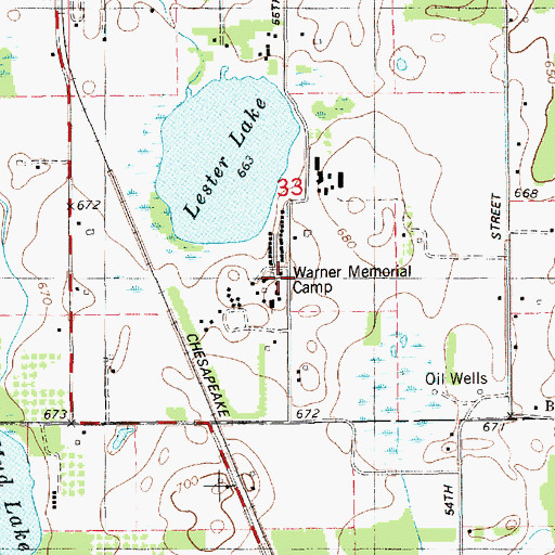 Topographic Map of Warner Memorial Camp, MI