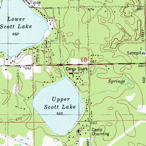 Topographic Map of Camp Sears, MI