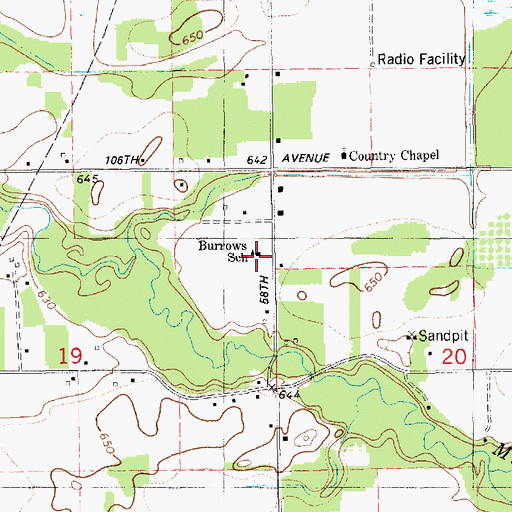 Topographic Map of Burrows School, MI