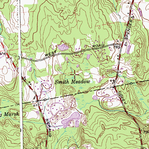 Topographic Map of Smith Meadow, CT
