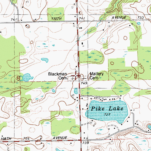 Topographic Map of Blackman Cemetery, MI