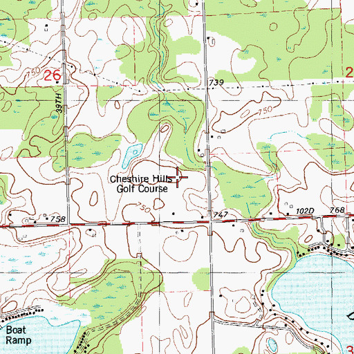 Topographic Map of Cheshire Hills Golf Course, MI