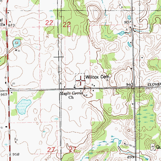 Topographic Map of Wilcox Cemetery, MI