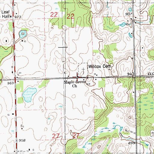 Topographic Map of Maple Grove Church, MI