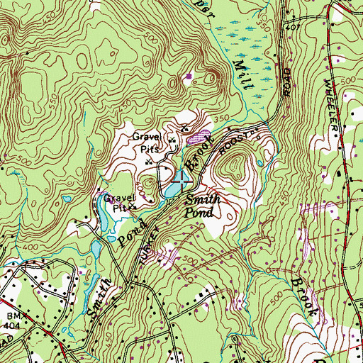 Topographic Map of Smith Pond, CT