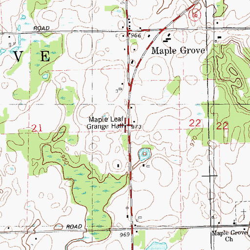 Topographic Map of Maple Leaf Grange Hall, MI