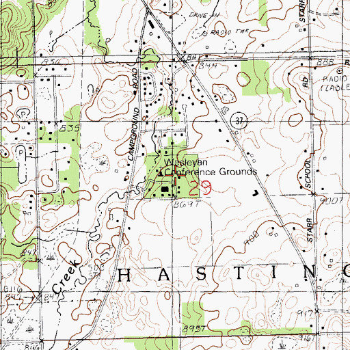 Topographic Map of Wesleyan Conference Grounds, MI