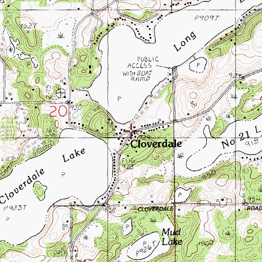 Topographic Map of Cloverdale, MI