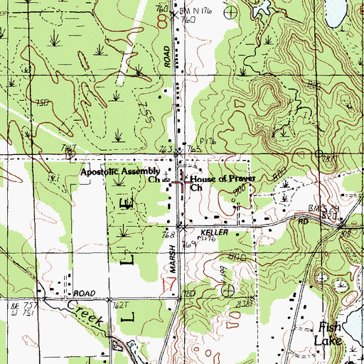 Topographic Map of House of Prayer Church, MI