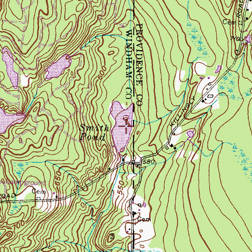 Topographic Map of Smith Pond, CT