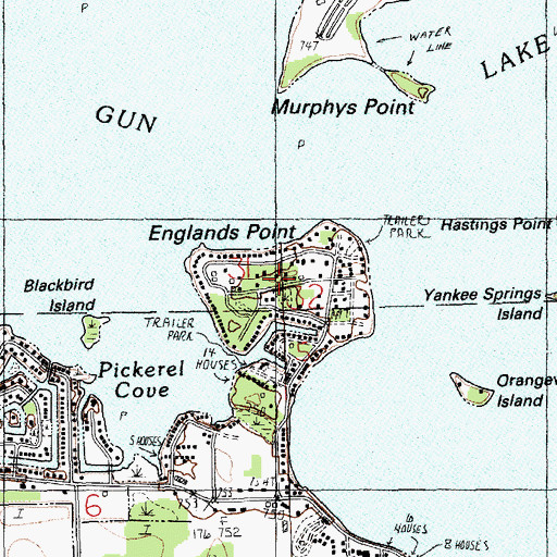 Topographic Map of Englands Point, MI