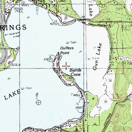 Topographic Map of Bairds Cove, MI