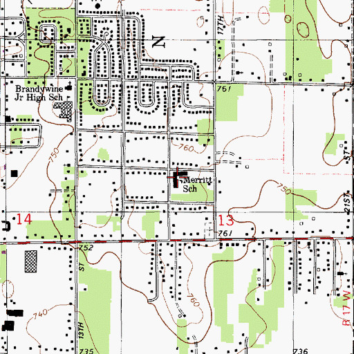 Topographic Map of Merritt School, MI