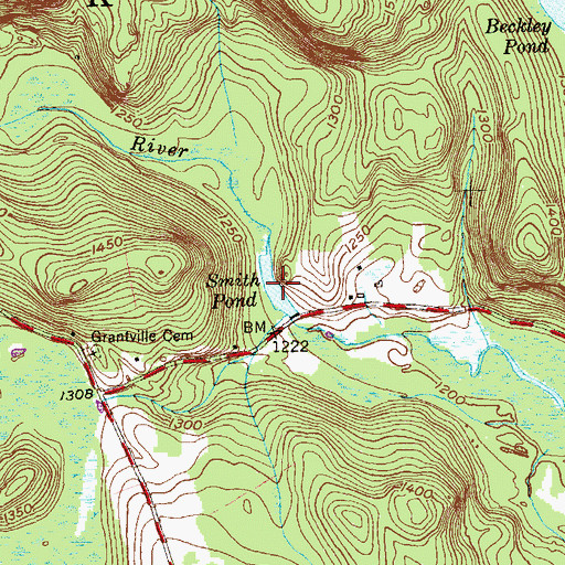 Topographic Map of Smith Pond, CT
