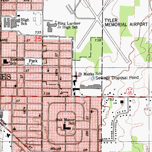 Topographic Map of Saint Marks School, MI