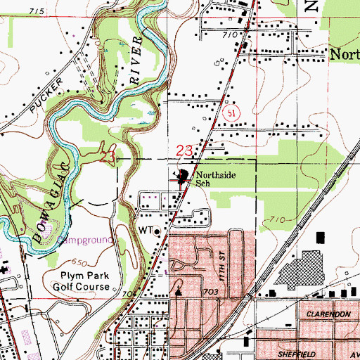 Topographic Map of Northside School, MI