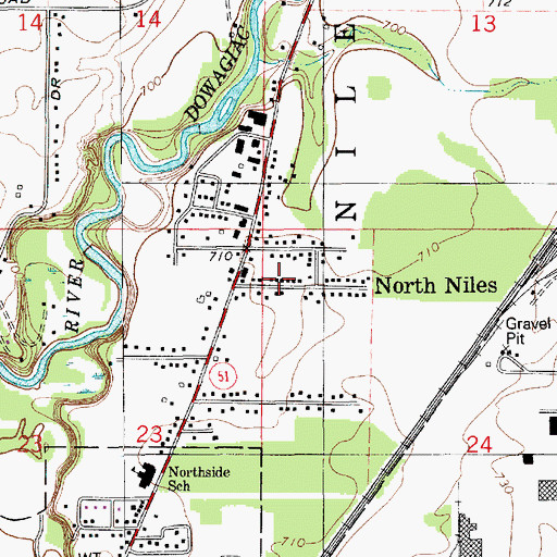 Topographic Map of North Niles, MI