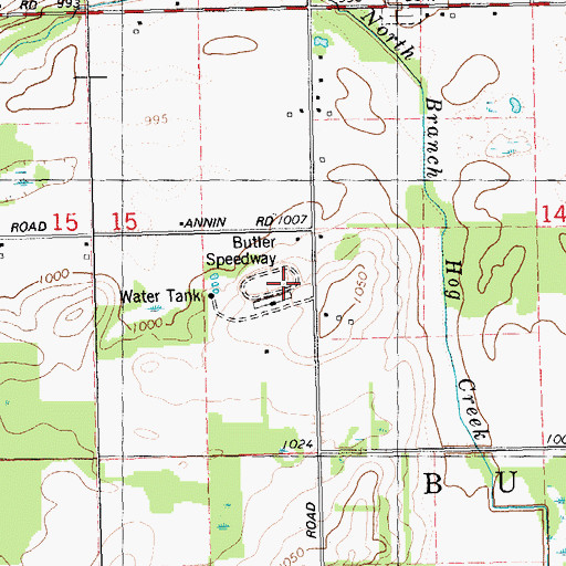Topographic Map of Butler Speedway, MI