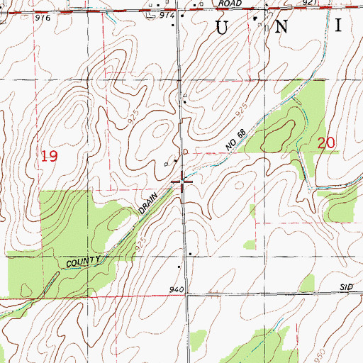 Topographic Map of County Drain Number Fifty-Eight, MI