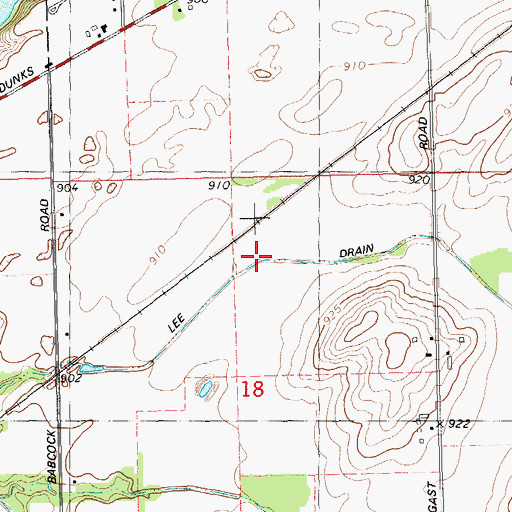 Topographic Map of Lee Drain, MI
