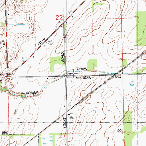 Topographic Map of Kilbourn Drain, MI