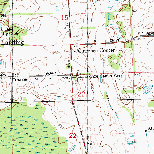 Topographic Map of Clarence Center Cemetery, MI