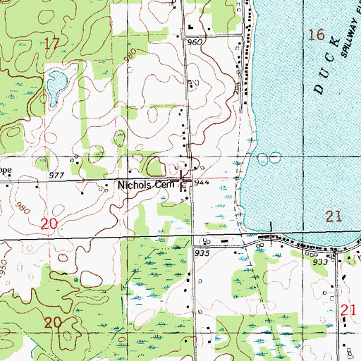 Topographic Map of Nichols Cemetery, MI