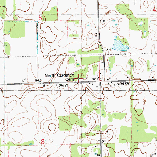 Topographic Map of North Clarence Cemetery, MI