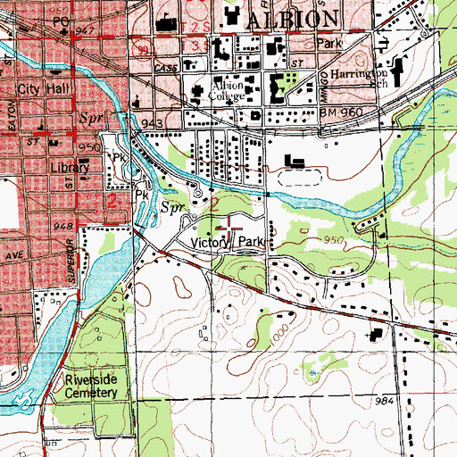 Topographic Map of Victory Park, MI