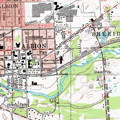 Topographic Map of Harrington School, MI
