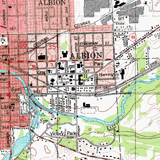 Topographic Map of Albion College, MI