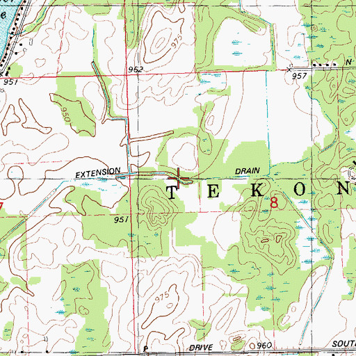 Topographic Map of Acker Extension Drain, MI