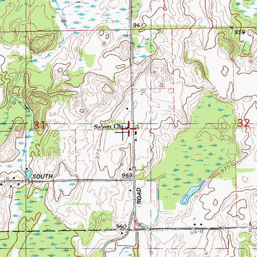 Topographic Map of Salem Church, MI