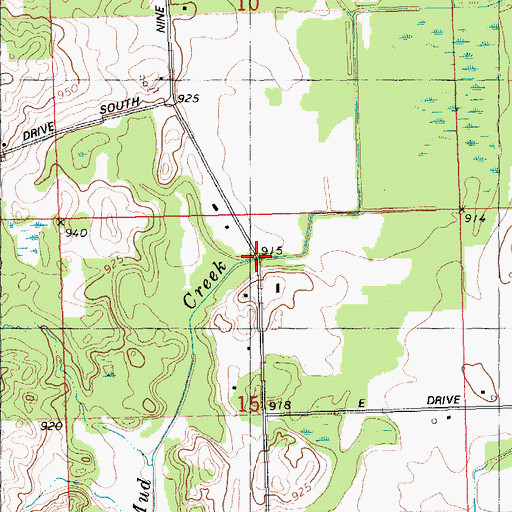 Topographic Map of Mud Creek, MI