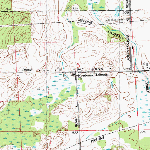 Topographic Map of Fredonia Holiness Church, MI