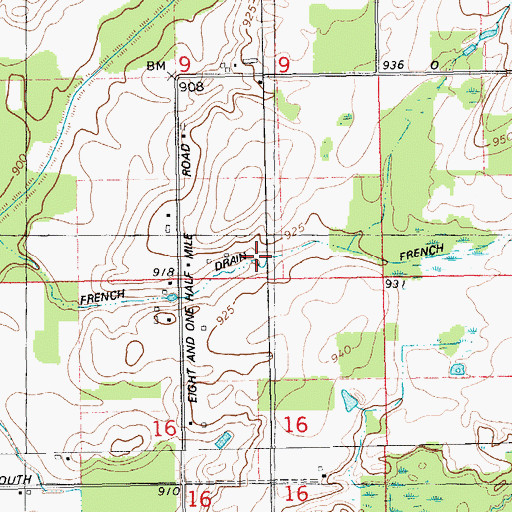 Topographic Map of French Drain, MI