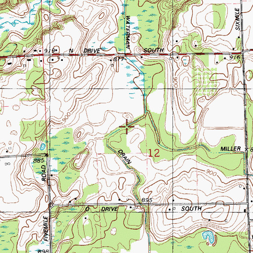 Topographic Map of Waterman Drain, MI